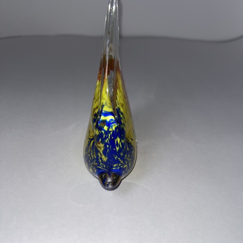 Murano Style Hand Blown Glass Angel Fish Paperweight Yellow, Blue, Orange - Picture 3 of 7
